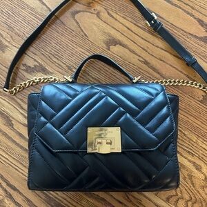 Michael Kors Black Quilted Crossbody Bag with Gold Accents